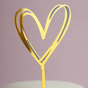 Love heart cake and flowers topper