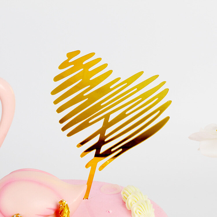 Love heart cake and flowers topper