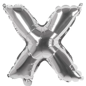 Letter X silver foil helium filled