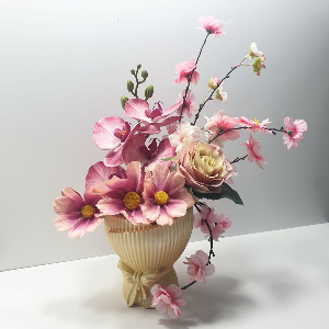 Gypsum Vase with artificial flowers