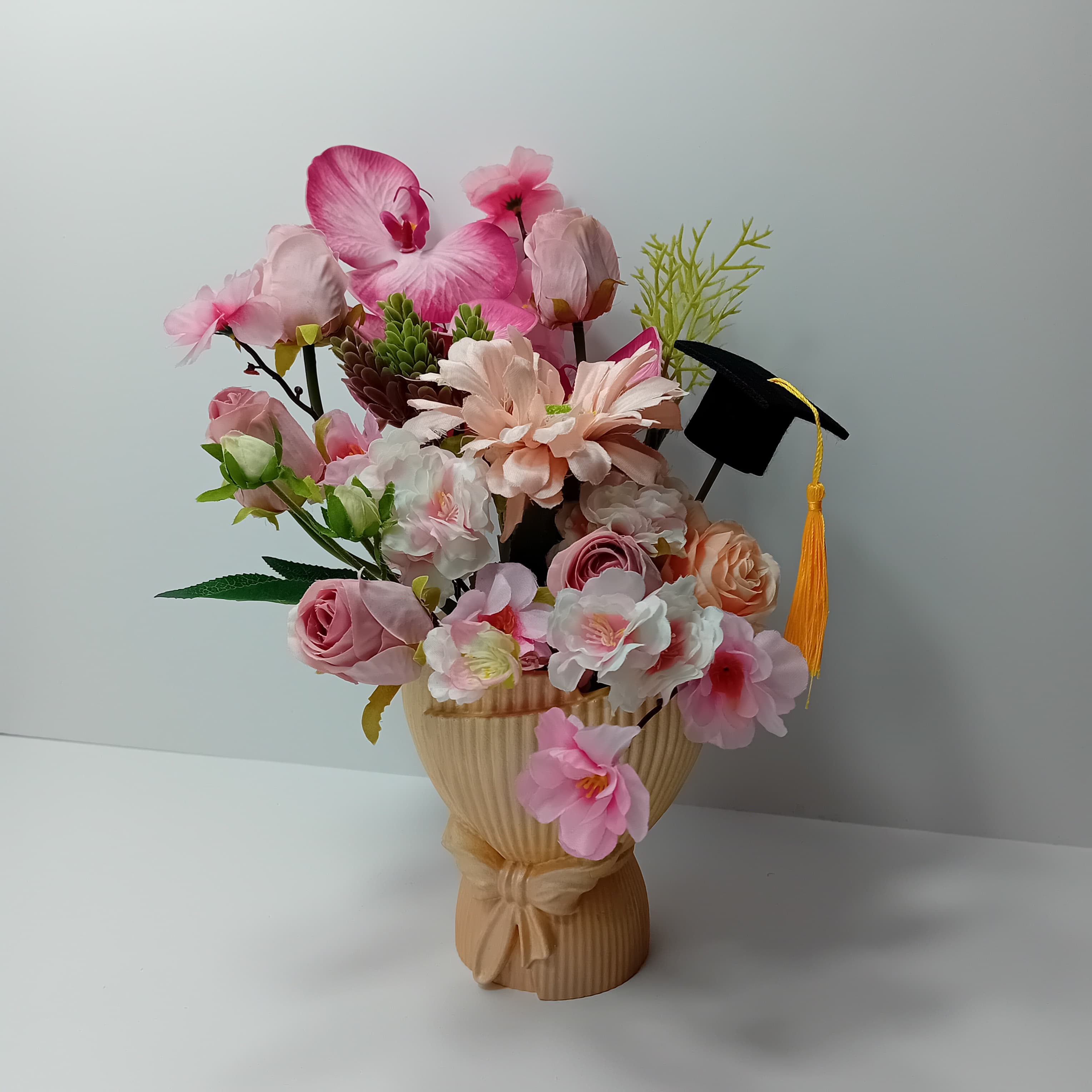 Gypsum Vase with artificial flowers