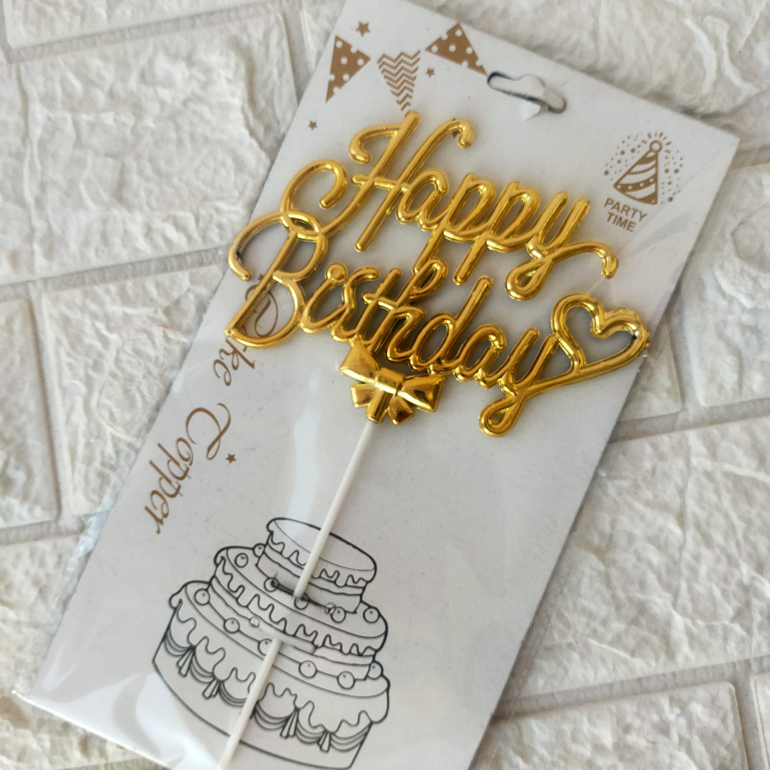 Elegant cake or flowers topper Gold