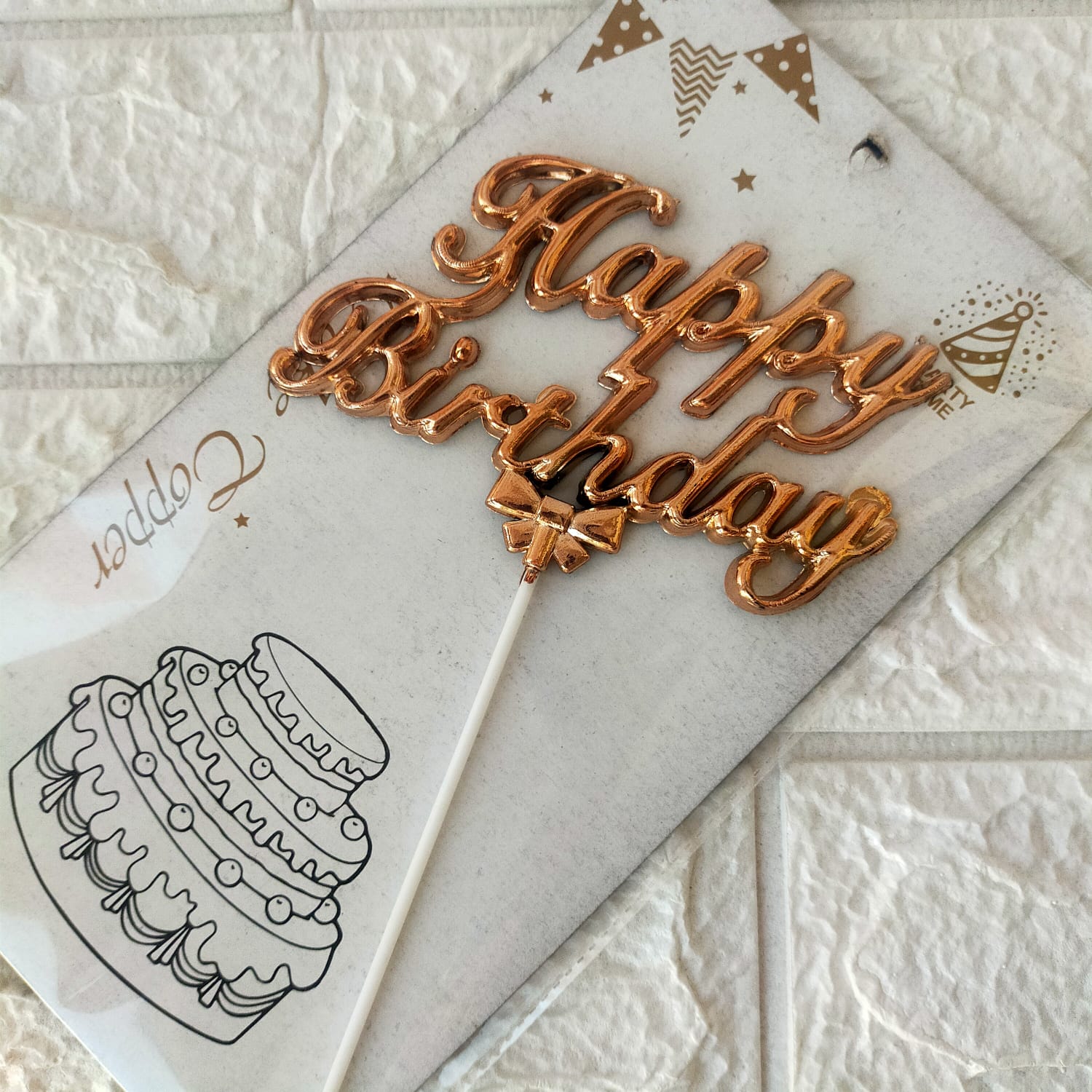 Elegant cake or flowers topper Rose Gold