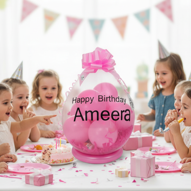 18 inch big balloon with chocolates and sweets pink theme colors