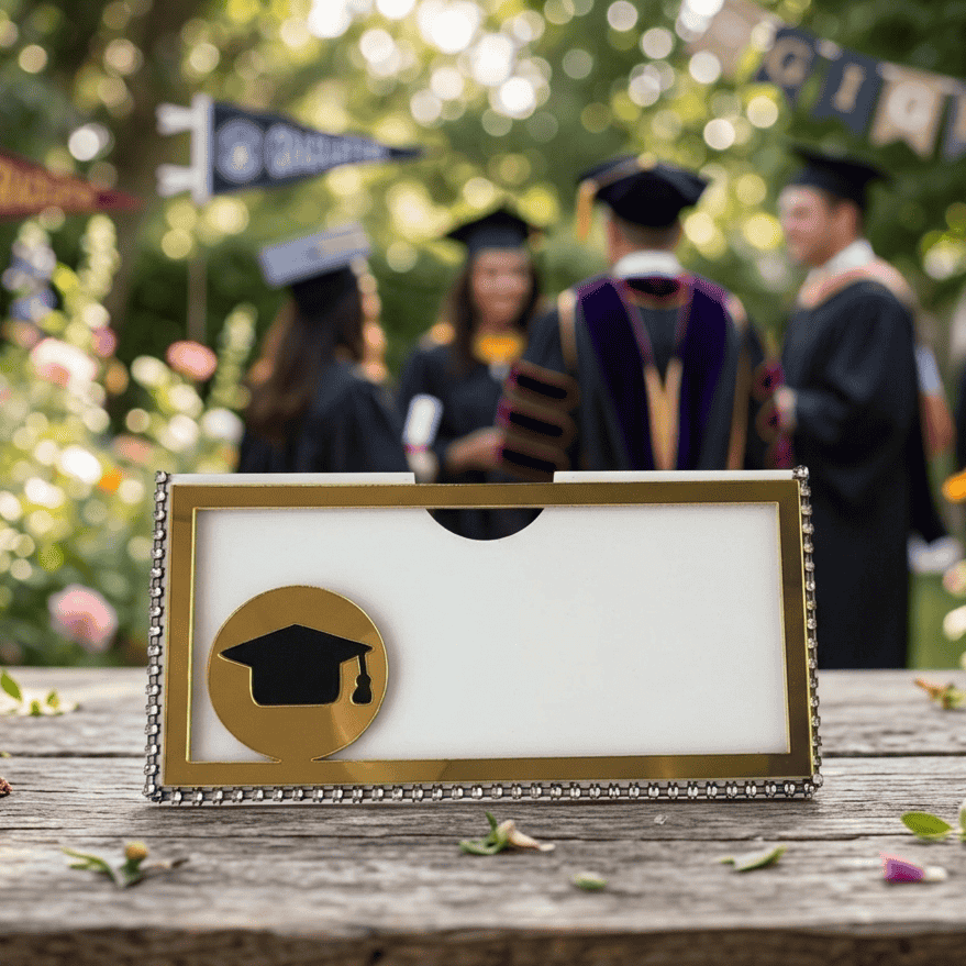 Graduation VIP acrylic money card - Gold Black