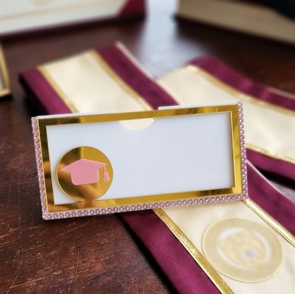 VIP pink theme graduation money card