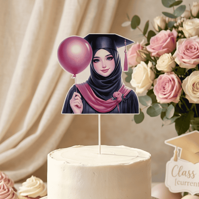 Graduation cake and flowers topper