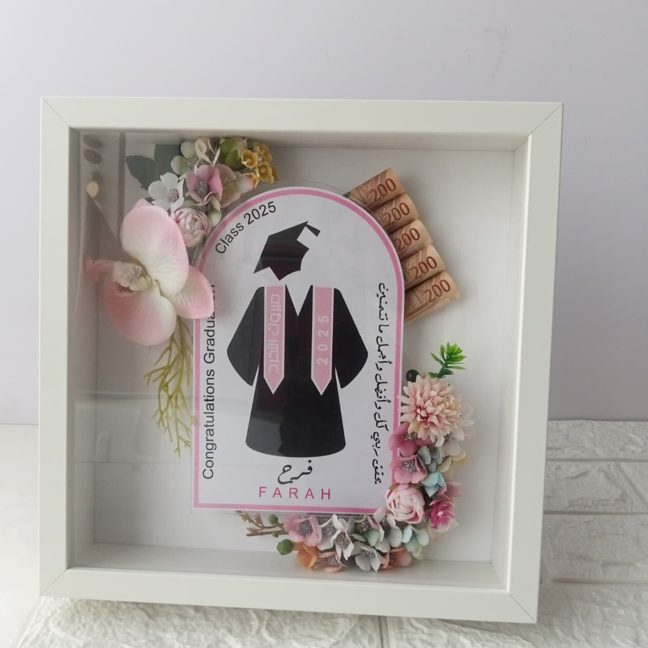 Wooden frame for graduation girls