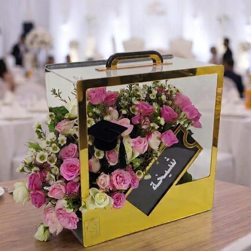 Acrylic flowers bag for graduation