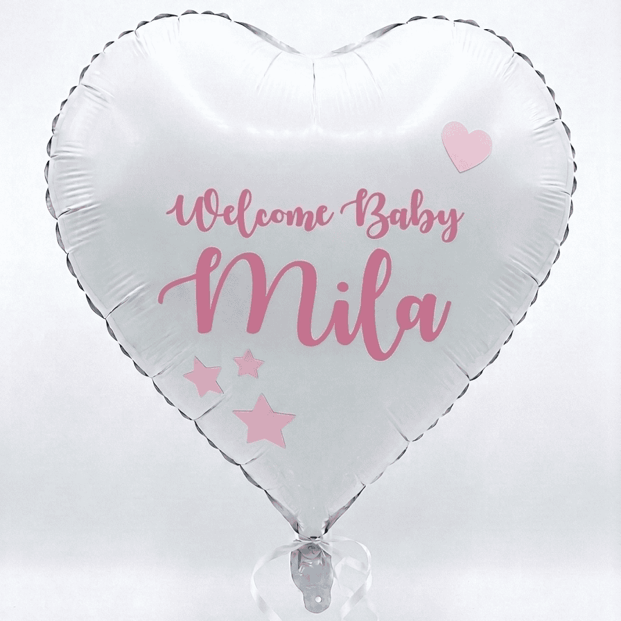 baby girl foil balloon with customized name